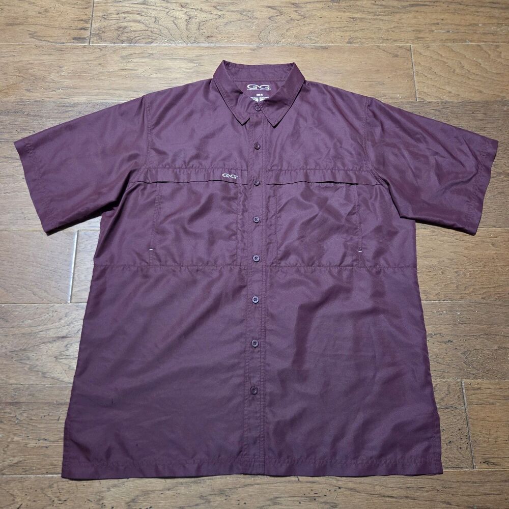 GameGuard Shirt Mens XL Vented Short Sleeve Performance Fishing Outdoor Burgundy